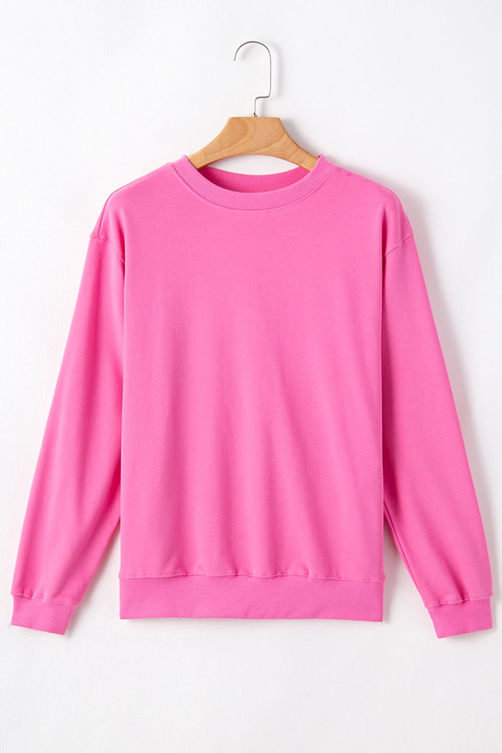 Bonbon Plain Drop Shoulder Crewneck Pullover Sweatshirt - Love Salve